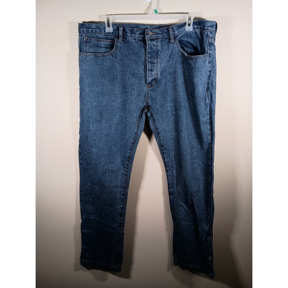 mnml Mens Medium Wash Button Fly Snap Ankle Relaxed Large Pockets Jeans Size 40
